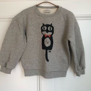 Bobo Choses Heather Gray cat o’clock sweatshirt 10/11